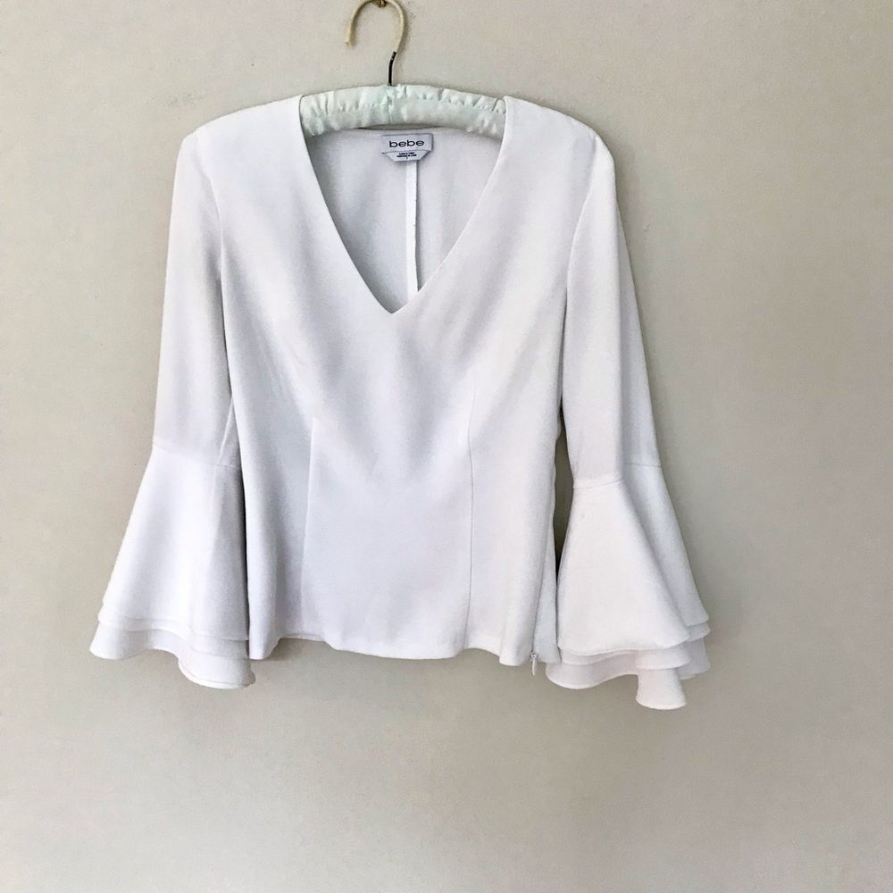Bebe bell sleeve v neck blouse - Picture 2 of 9